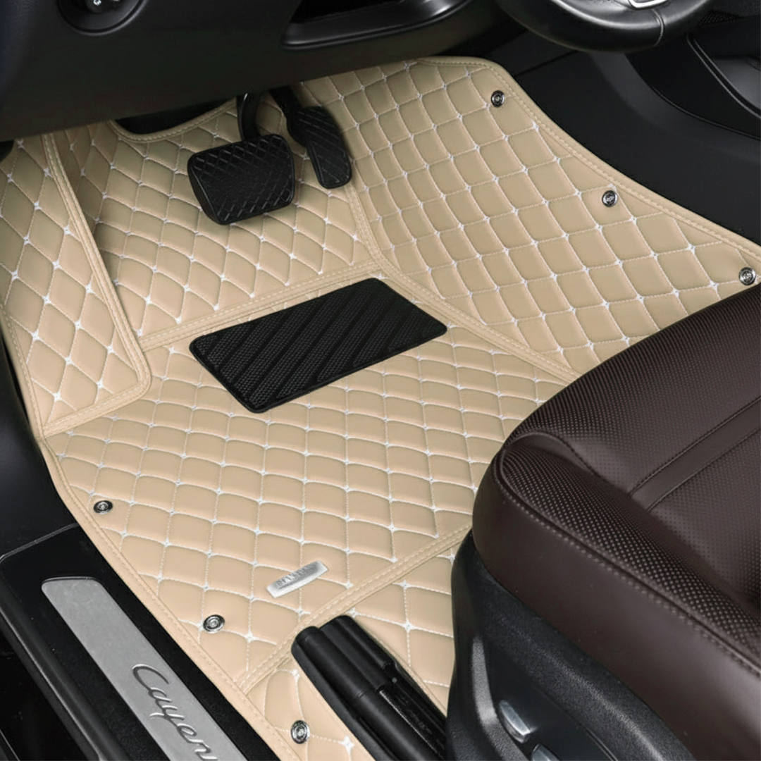 Beige Stitching Custom Heavy Duty, Universal Fit Floor Mats for Cars, SUVs, and Trucks