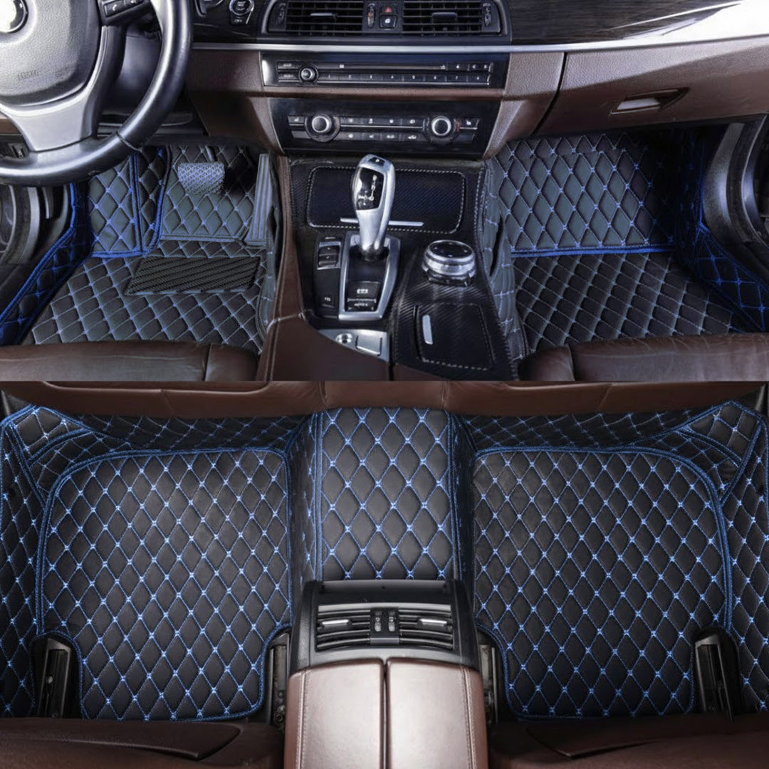 Black Blue Stitching Custom Heavy Duty, Universal Fit Floor Mats for Cars, SUVs, and Trucks