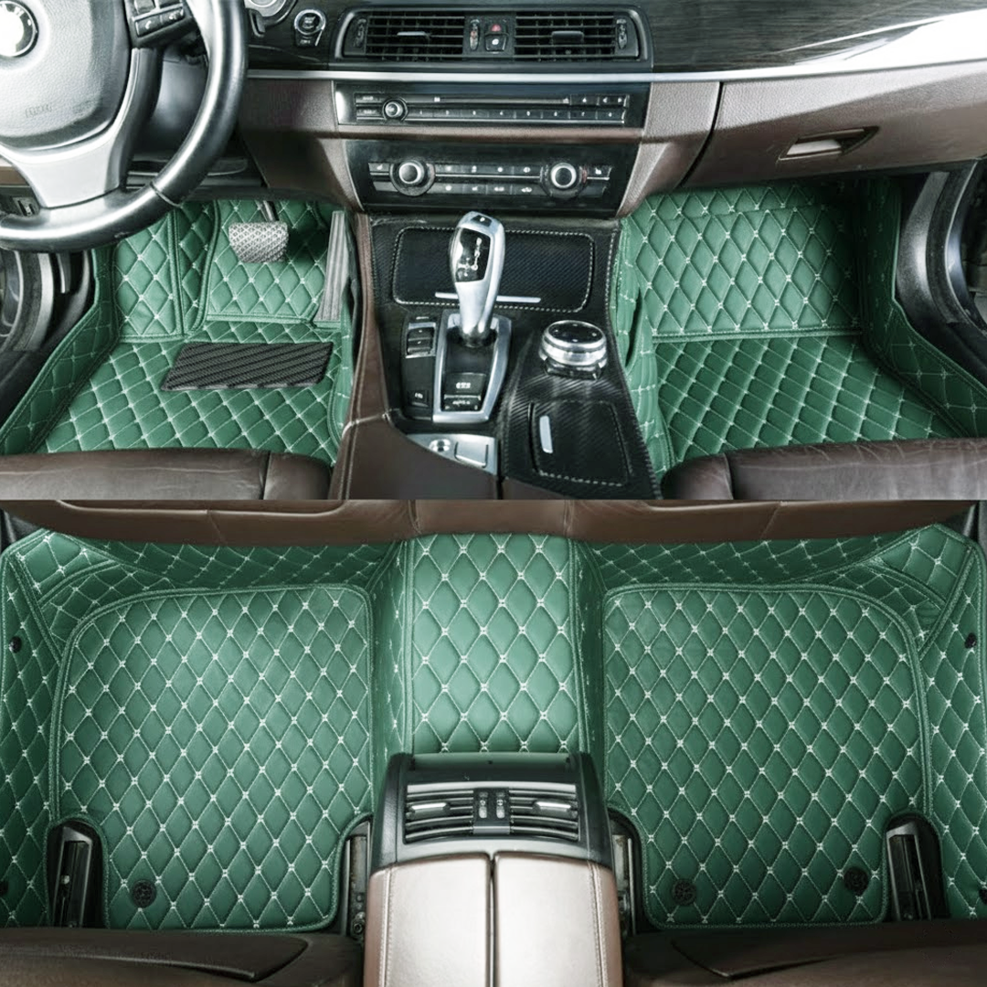 Green Stitching Custom Heavy Duty, Universal Fit Floor Mats for Cars, SUVs, and Trucks