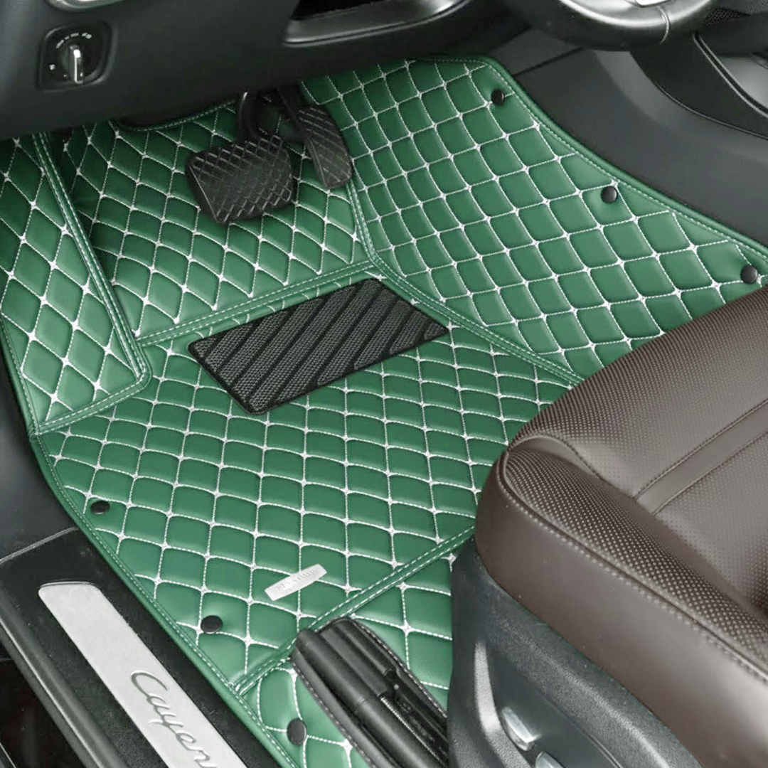 Green Stitching Custom Heavy Duty, Universal Fit Floor Mats for Cars, SUVs, and Trucks